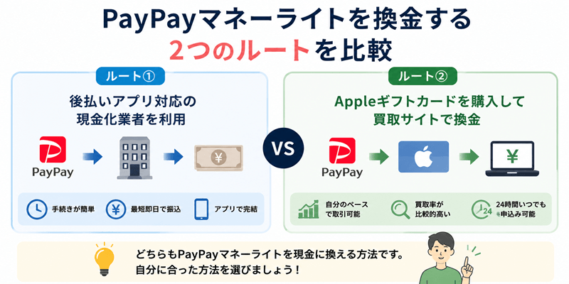 PayPayマネーライトを現金化する方法比較